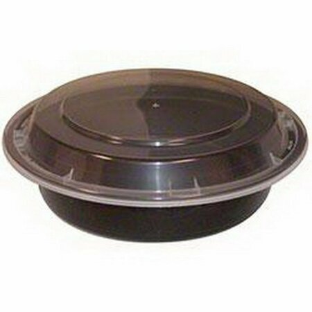 KARIOUT Tripak 7 in. Round Microwaveable Container Shallow Black Base Combo Pack, 150PK MK0700B